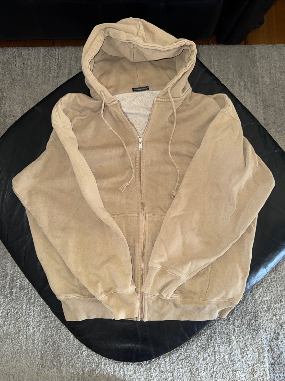 Brandy Melville Christy oversized Beige Zip-Up Hoodie